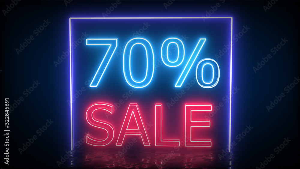 Obraz premium Sale neon sign banner background for promo. Concept of sale and clearance. illustration.