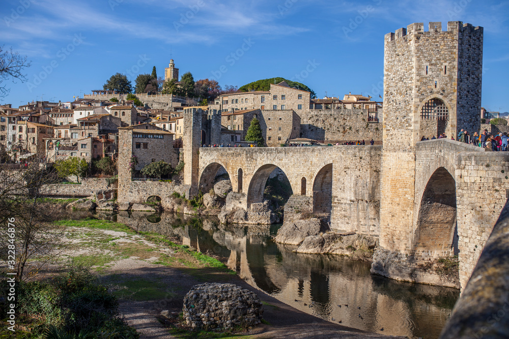 Medieval bridge of Besalu. Catalonia, Spain