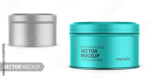 Round metallic tin round box template.