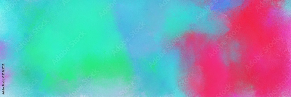 vintage abstract painted background with medium turquoise, moderate pink and dark gray colors and space for text or image. can be used as horizontal header or banner orientation