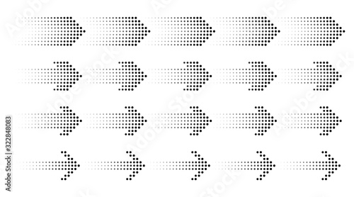 Set of arrows. A collection of silhouettes of black pointers on white background. Vector illustration