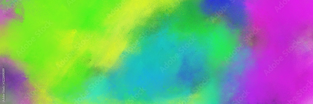abstract painting background graphic with moderate green, medium orchid and yellow green colors and space for text or image. can be used as horizontal background texture