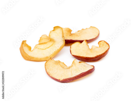 Dried sliced apples, fruit isolated on white background