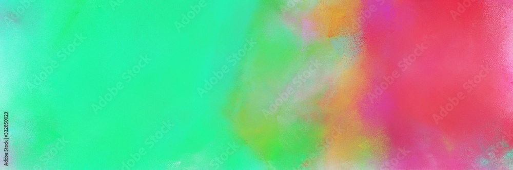 abstract painting background graphic with indian red and medium spring green colors and space for text or image. can be used as horizontal background graphic