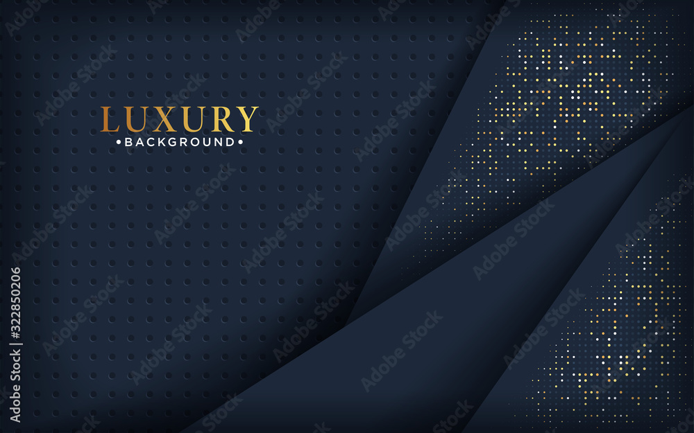 Abstract luxury dark background with a combination glowing golden dots.