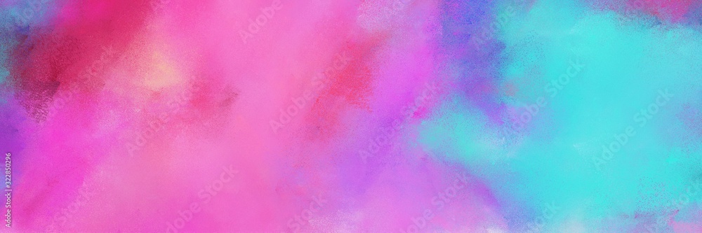 orchid and medium turquoise colored vintage abstract painted background with space for text or image. can be used as horizontal header or banner orientation