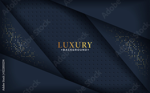 Abstract luxury dark background with a combination glowing golden dots.
