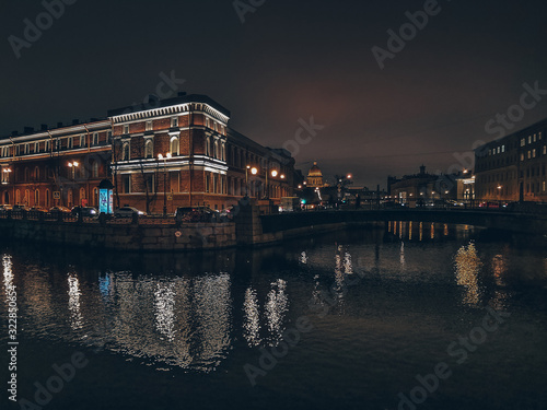 Canvas Print night view of stockholm