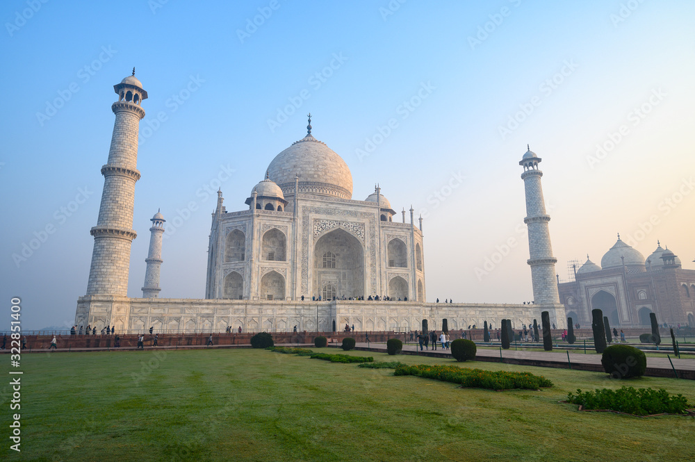 Morning view of Taj Mahal monument at Agra,Uttar pradesh, India