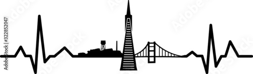 San Francisco Skyline Outline Silhouette Vector