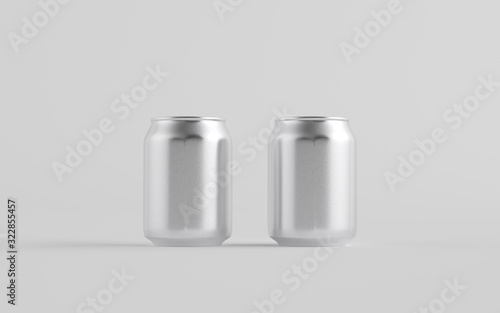 8 oz. / 250ml Stubby Aluminium Soda / Energy Drink / Seltzer / Beer Can Mockup - Two Cans.  3D Illustration photo