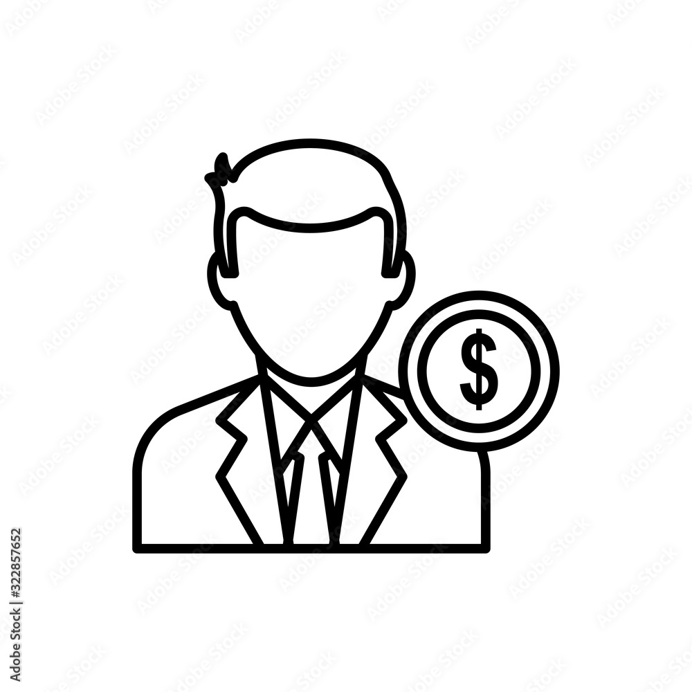 Businessman Vector Icon style illustration Line Data Science EPS 10