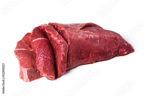 Red meat beef close-up isolated on a white background