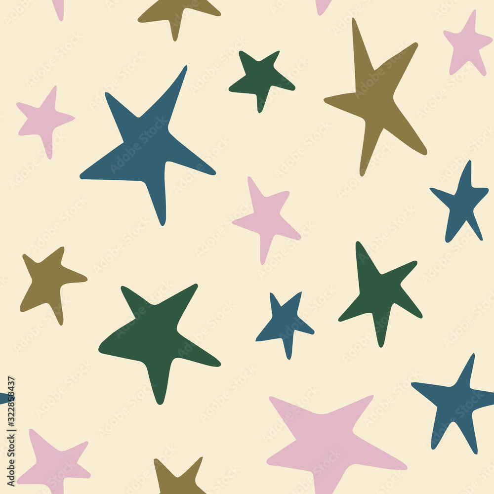 Sketchy hand-drawn stars vector seamless pattern on yellow background - for wallpaper, paper, fabric, textile design Sketchy hand-drawn stars vector seamless pattern on yellow background - for wallpaper, paper, fabric, textile design
