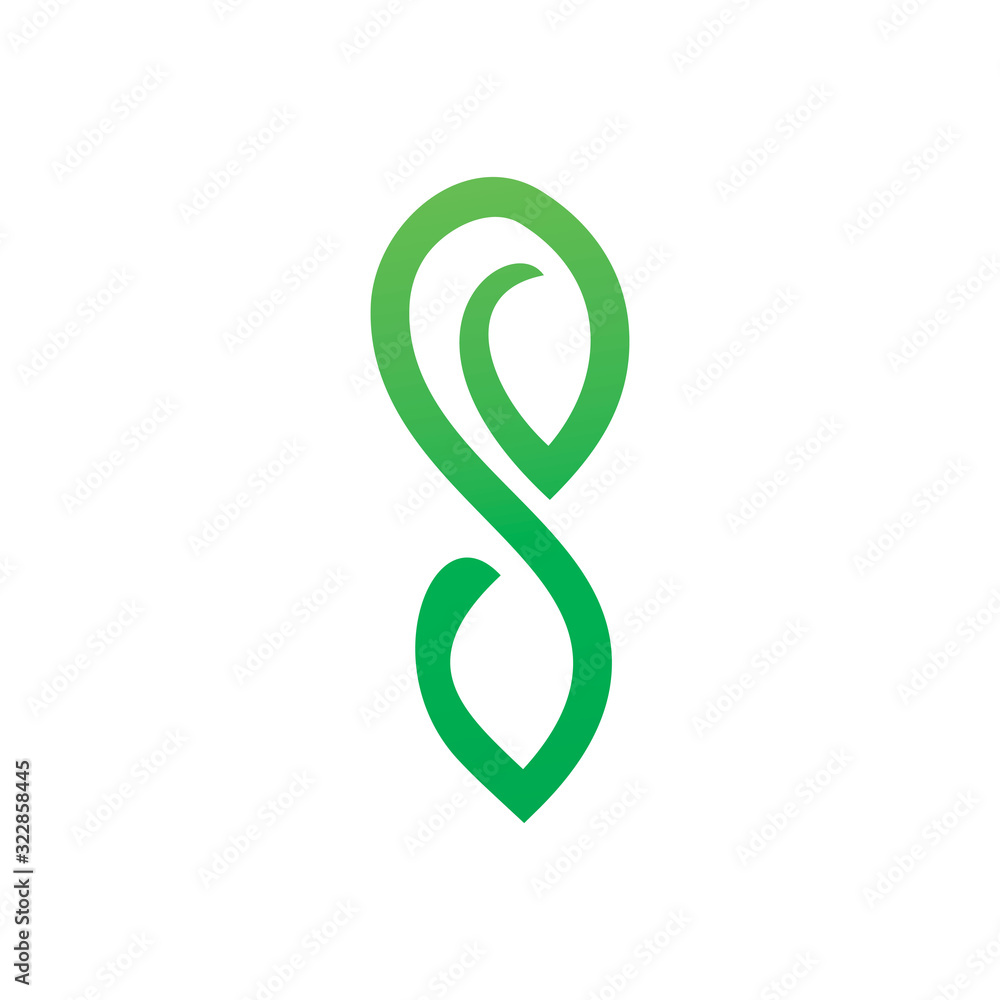 Obraz premium green nature leaf letter s line infinity logo design