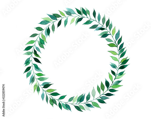 Watercolor leaf wreath