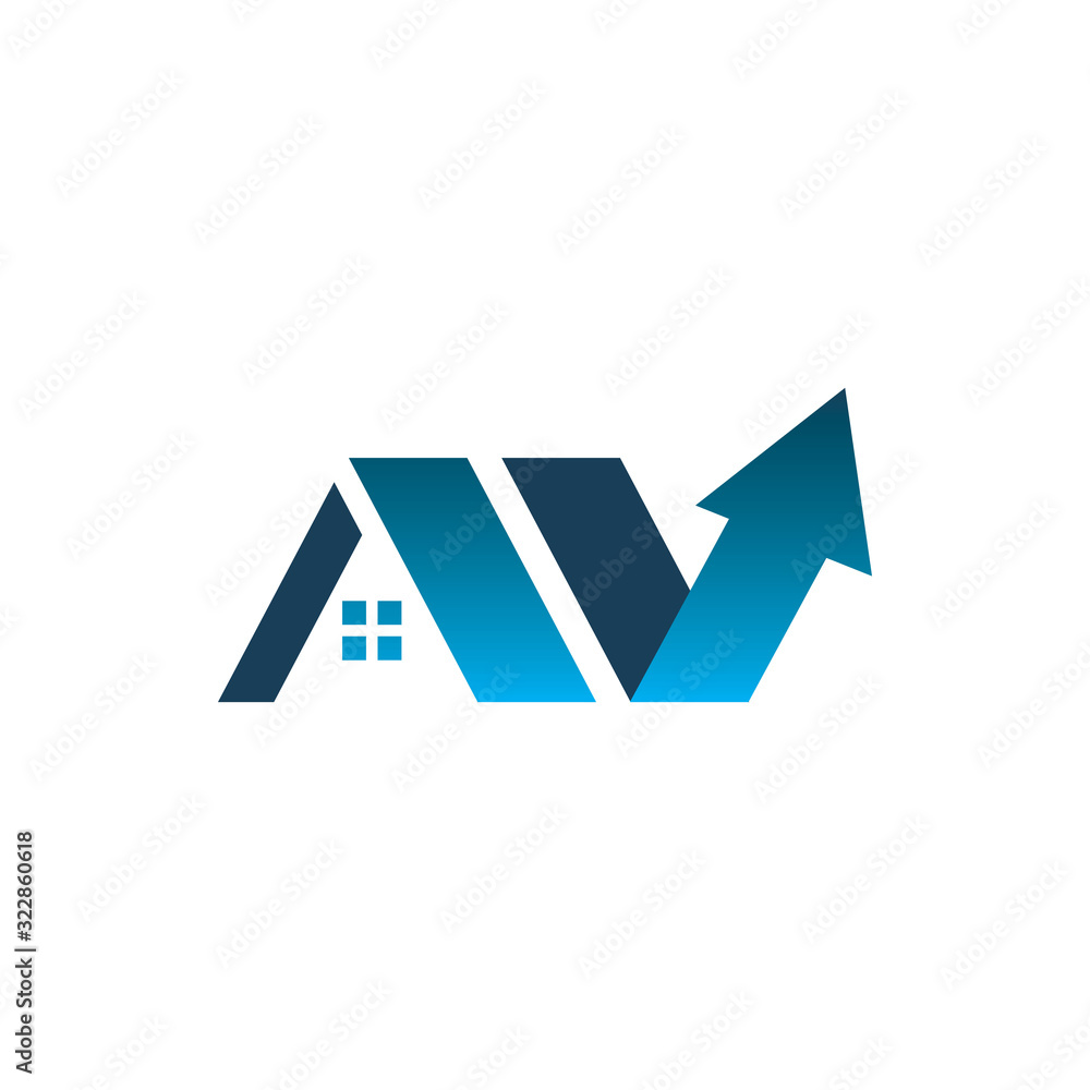 blue arrow real estate housing logo design Stock Vector Adobe Stock