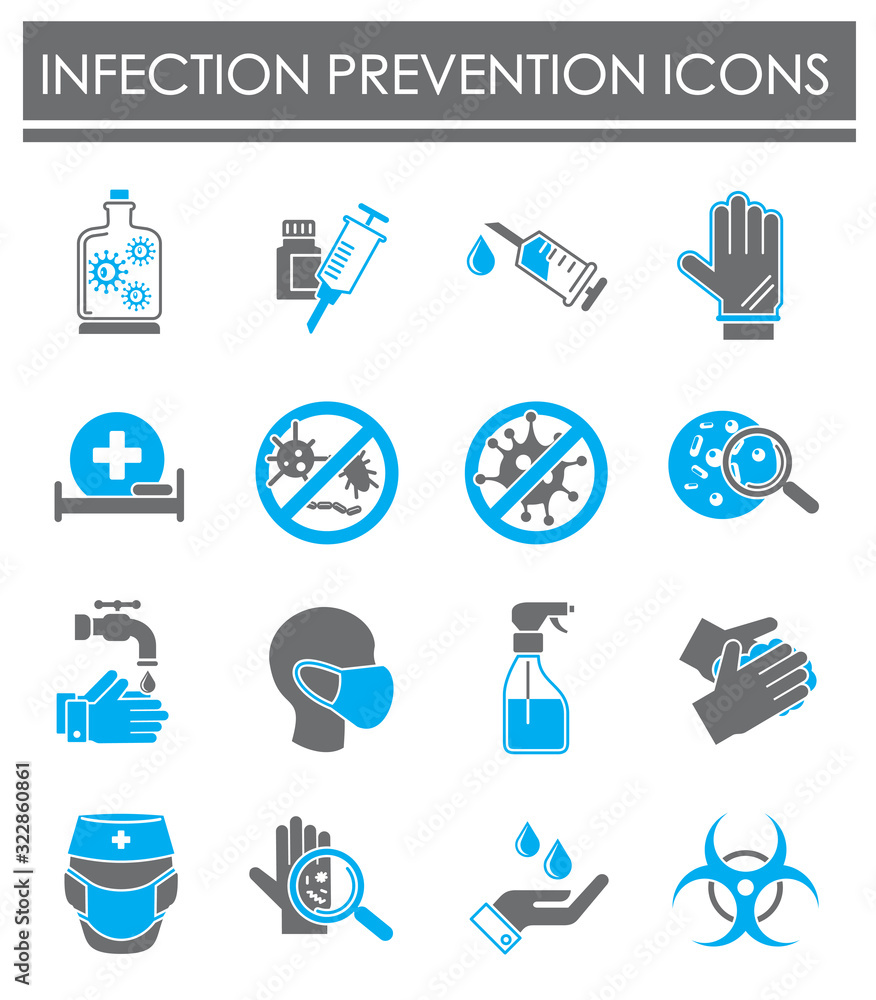 Naklejka premium Infection prevention related icons set on background for graphic and web design. Creative illustration concept symbol for web or mobile app