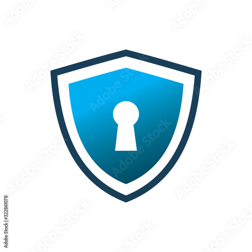 blue shield lock safe secure logo design