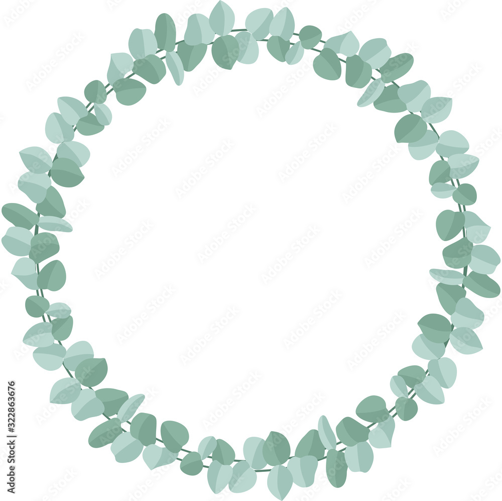 Fototapeta premium Round frame made of eucalyptus leaves