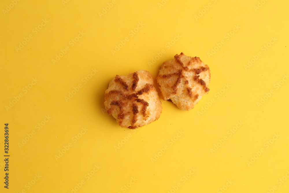 small coconut cake in color background
