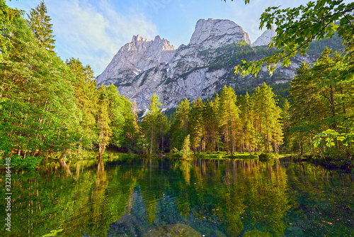 Fototapeta Naklejka Na Ścianę i Meble -  Beautiful landscape on the lake Gosaulacke.  Austrian Alps, Salzburg region. 