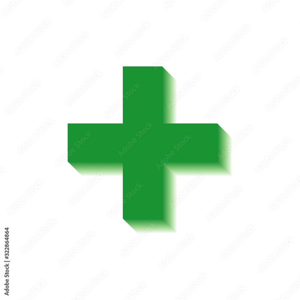 Obraz premium 3d green cross for healthcare, support, first aid concepts.