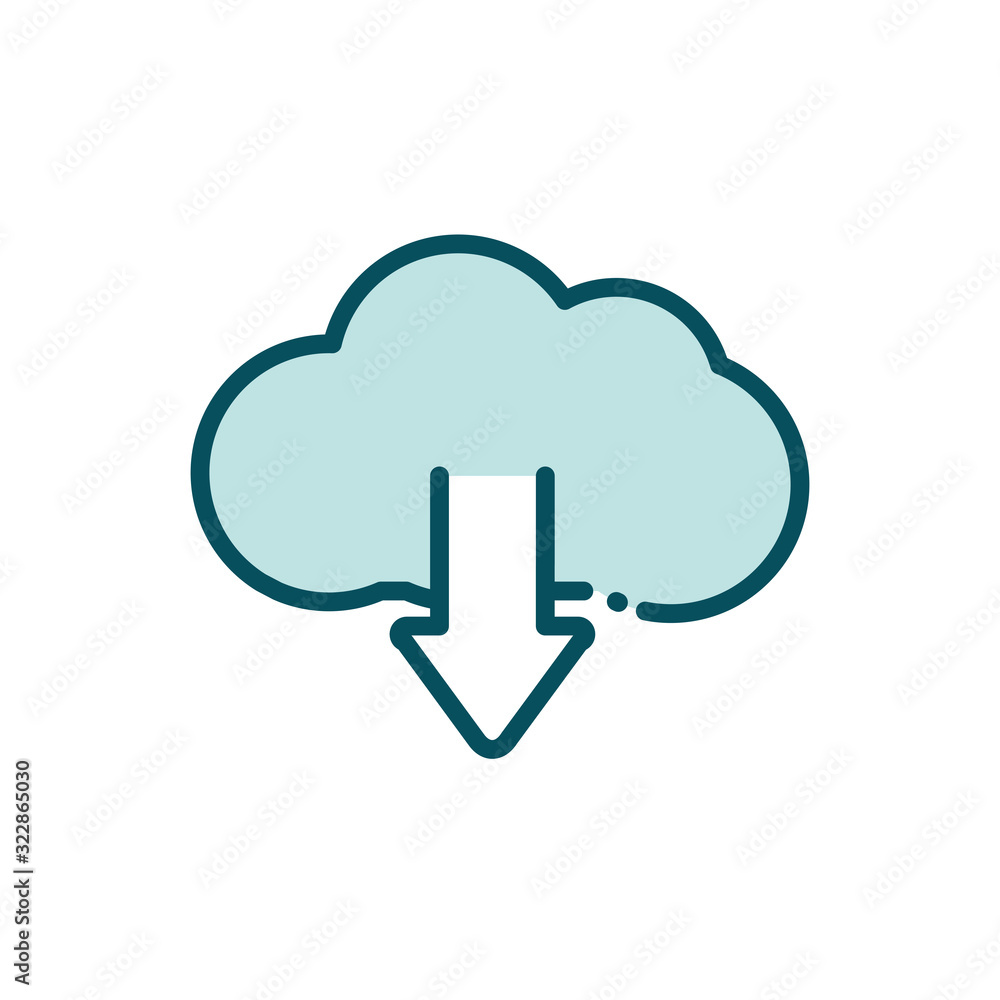 cloud computing download arrow data social media line and fill cloud computing download arrow data social media line and fill