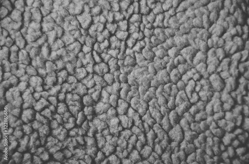 Background from natural wool in black and white closeup. Selective focus