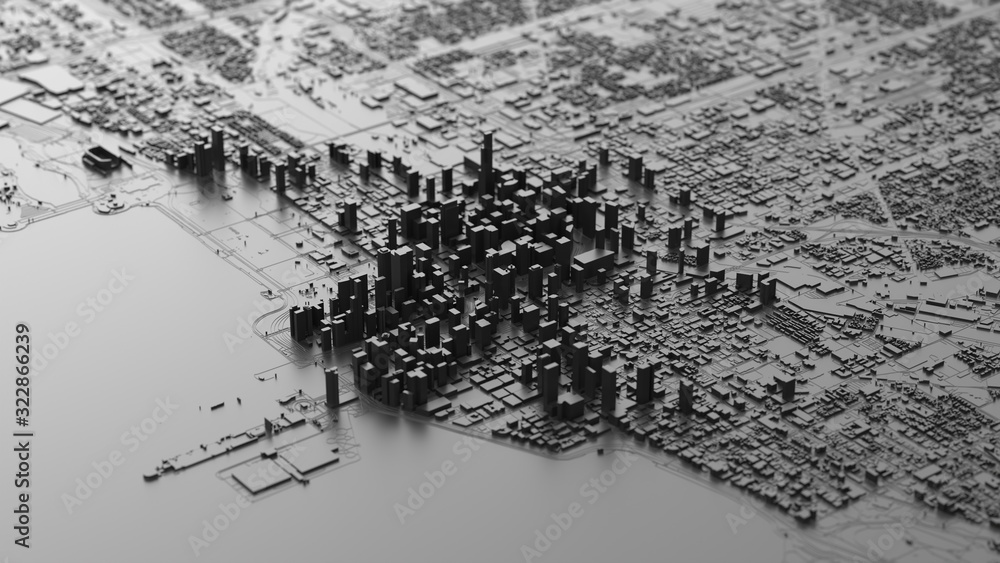 Fototapeta premium 3d illustration of chicago city with white material.