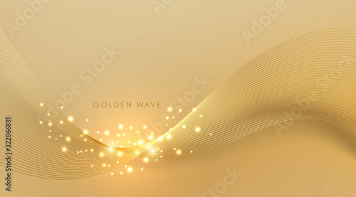 Abstract shiny color gold wave design element