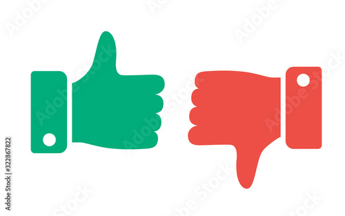 Thumbs up and thumbs down, like and deslike symbos.