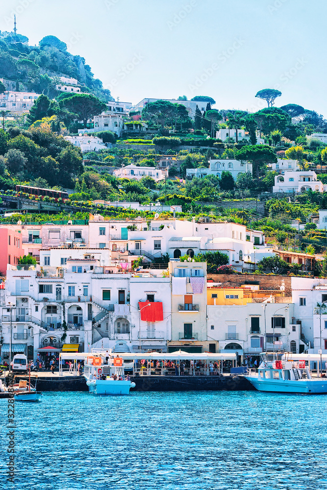 Harbor of Capri Island and boats