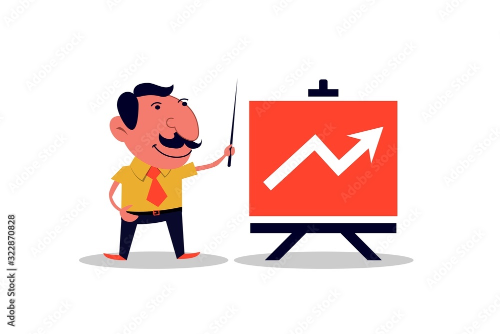 Businessman with a statistics scale. scale with an arrow. Vector. Businessman with a statistics scale. scale with an arrow. Vector.