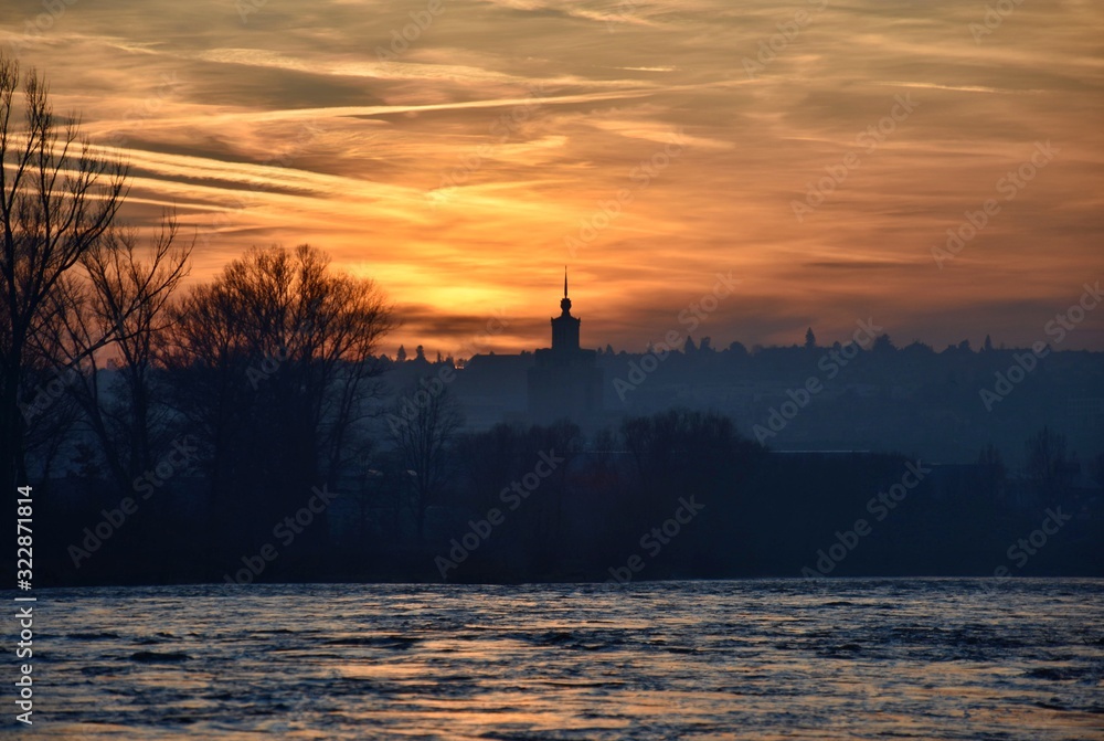 Naklejka premium River Vltava in winter - Prague Czech republic