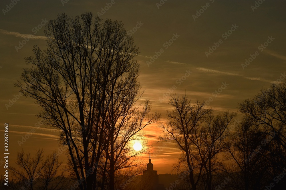 Winter sunset in Prague Czech republic Winter sunset in Prague Czech republic