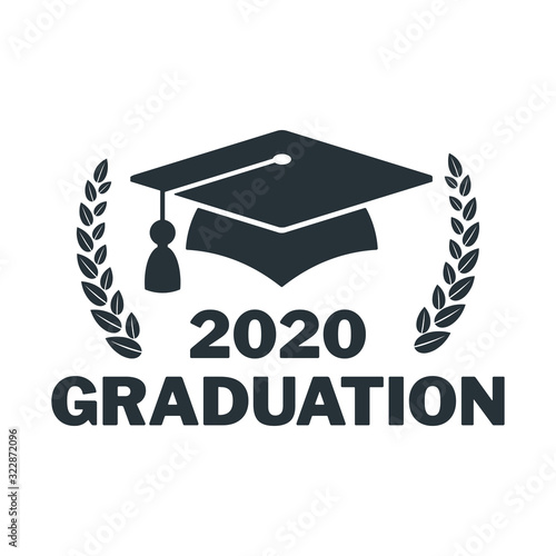 Graduate cap logo. University mortarboard.