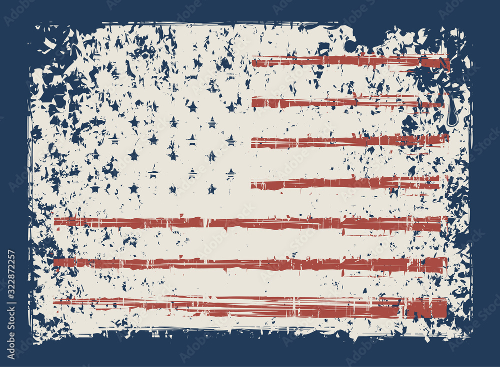 Φωτογραφία Vector banner with the flag of United Stated of America in grunge style on the dark blue background