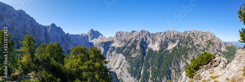 Beautiful view towards Jalovec mountain on Slemenova spica plateau in Slovenia photo