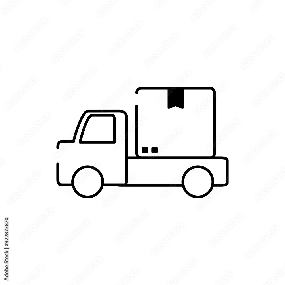 pick up transport cardboard box cargo delivery line style icon