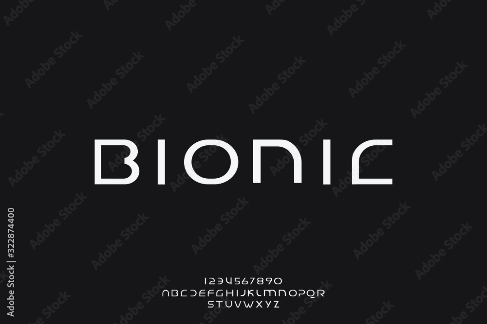 Bionic, an abstract technology science alphabet font. digital space typography vector illustration design