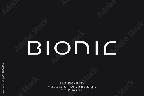 Bionic, an abstract technology science alphabet font. digital space typography vector illustration design