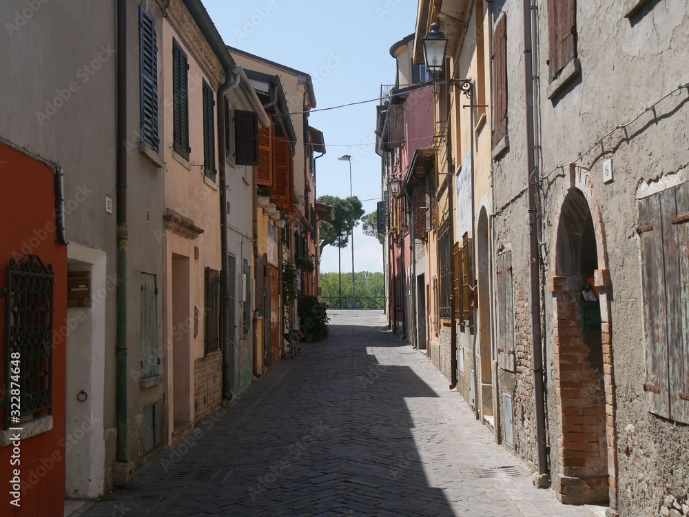Borgo San Giuliano typical street with low and colorful houses