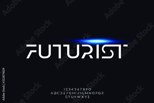 Futurist, an abstract technology science alphabet font. digital space typography vector illustration design