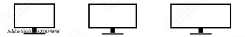 Screen Icon Black | Monitor Illustration | Computer Display Symbol | Device Logo | TV Television Sign | Isolated | Variations