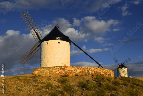 Wind mills at Consuegra, Toledo region, Castilla La Mancha, Spain. Route of Don Quixote with windmills.