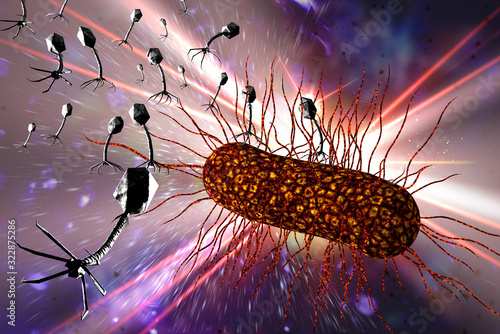 Bacteriophage Virus 3D Illustration photo