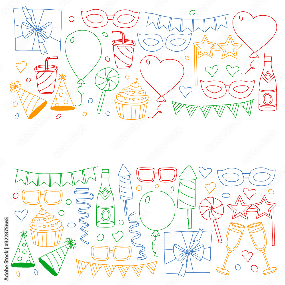 Vector pattern with bithday icons. Holiday and celebration. Vector pattern with bithday icons. Holiday and celebration.
