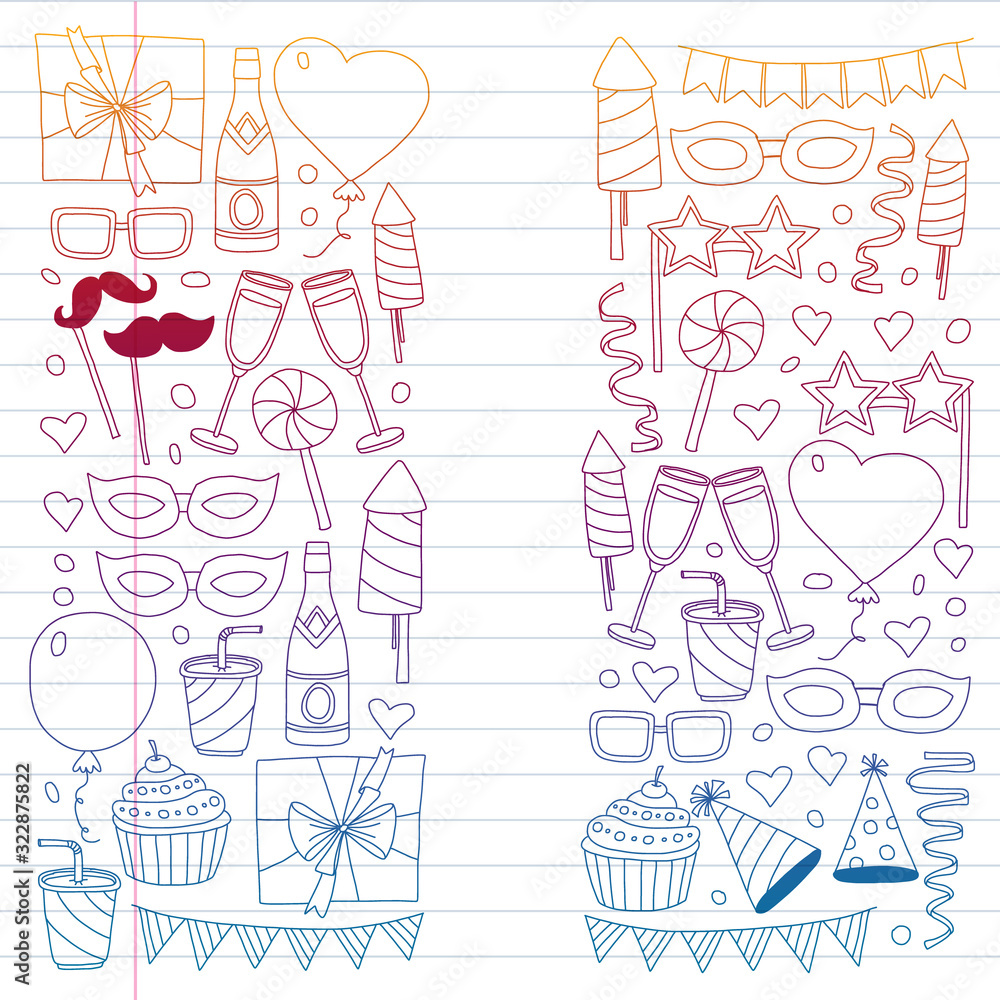 Vector pattern with bithday icons. Holiday and celebration. Vector pattern with bithday icons. Holiday and celebration.