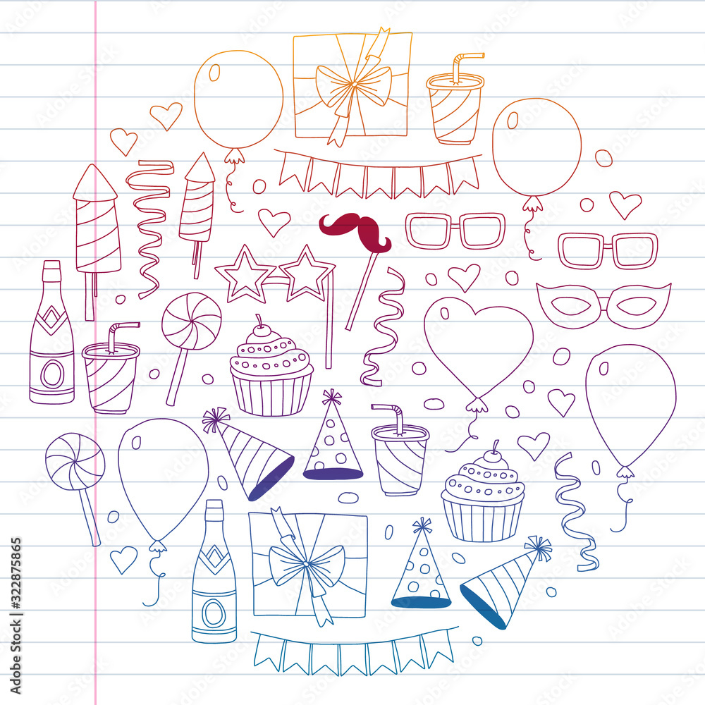 Vector pattern with bithday icons. Holiday and celebration. Vector pattern with bithday icons. Holiday and celebration.